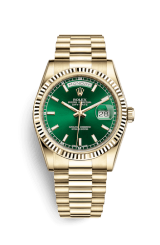 Day-Date 36 Yellow Gold Fluted / President / Green