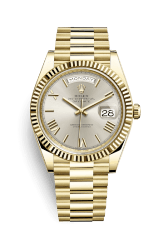 Rolex Rolex Day-Date 40 Yellow Gold - Fluted / Silver - Roman