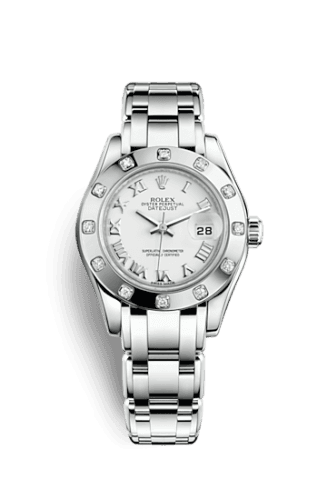 Datejust Pearlmaster 29 White Gold 12 Diamond White Roman