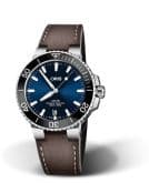 Aquis Date 39.5 Stainless Steel / Blue / Calf