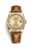 Rolex Day-Date 36 Yellow Gold / Strap / Champagne Diamonds