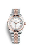 Rolex Datejust 31 Rolesor Everose Domed Diamond / Jubilee / White Roman