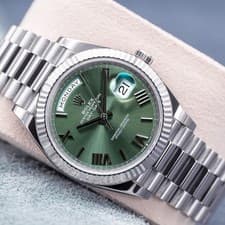 Rolex Day Date 228239 White Gold Green Dial 40mm Box & Papers