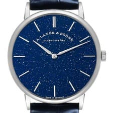 A. Lange and Sohne Saxonia Thin Copper-Blue Dial White Gold Watch 205.086 Papers