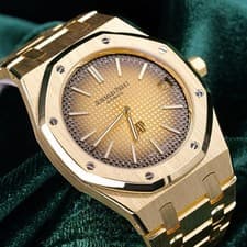 Audemar Pigue Royal Oak Extra Thin Jumbo 39 Smoked 18K Gold Yellow Dial 16202BA