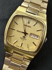 Vtg 1976 SEIKO SQ 4004 Men's 40mm Quartz Watch Day Date Gold Case Dial Bracelet