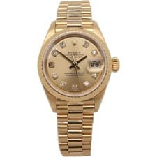 Rolex Datejust President 18K Yellow Gold Champagne Diamond Dial Watch 69178G