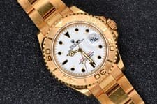 Unpolished 1996 Rolex Yacht-Master 16628 18k Yellow Gold White Dial Watch Set