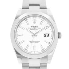 Rolex Datejust 41 126300 White Index Steel Smooth Oyster Mens Green Card 2026