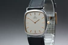 1987 Near MINT OMEGA De Ville 30mm 195.0077 Quartz Silver Dial Men's Vintage