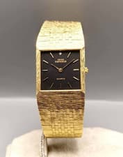 Swiss Emperor 24k Gold Bark Diamond Marker Mens 1970s Vintage Watch Swiss Quartz