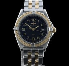 Breitling Wings D67050 Black Dial 18k Gold 31mm Quartz Ladies Watch