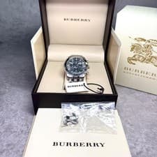 BURBERRY BU1850 Watch Chronograph Silver Luxury Timepiece Mens Authentic