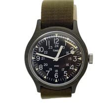 Import duty included for US buyers  TIMEX HandWound Watch Black Nylon Green Dial