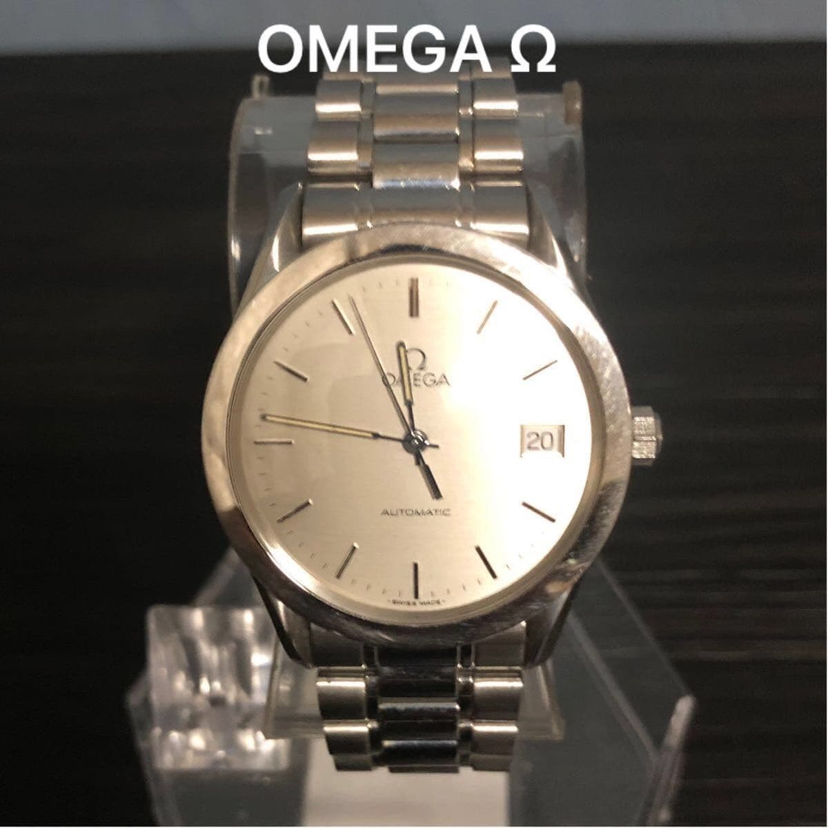 Omega Classic Date Dress Watch MAISON FONDEE EN 1848 Silver wrist 18cm Auth