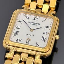 RAYMOND WEIL 18K Gold plated Quaartz Roman Watch 9929 Women Battery replaced