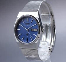 Vintage 1978 Near MINT Seiko King Quartz 5856-8070 Blue Day Date Kanji Qz Men's