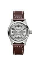BRAND NEW HAMILTON Khaki Field Silver Men's Watch Brown Leather Band - H70455553