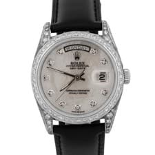 Rolex Day-Date President MOP DIAMOND 36mm 18K White Gold Automatic Watch 18039