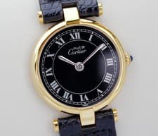 Cartier Watch Must de Cartier Vendome Vermeil Quartz Black Roman Index SM