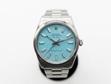 $13K ROLEX AIRKING Blue Tiffany & Co SS Mens Ladies 34mm MIDSIZE Watch SERVICED