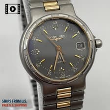 LONGINES Vintage 【US Stock】 Conquest Date Ladies Gray 152 4978 Watch Qz *N.MINT
