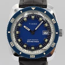 Import duty included for US buyers  Timex Divers Date Blue Dial Vintage Manual W