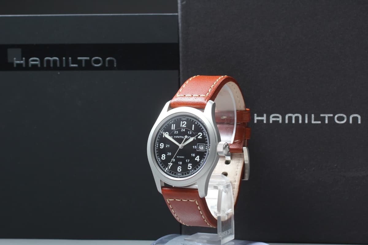 [Unused] Hamilton Khaki H684112 Black Dial Date Quartz Men's Watch From JAPAN