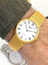 80's Rare Longines mesh bracelet quartz + original box 32 mm FREE SHIPPING