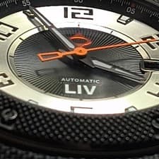LIV Genesis Automatic Wristwatch Exhibition Caseback Black Leather Band