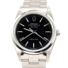 Mens Rolex Air-King Precision 14000M Stainless Steel Watch with Black Dial