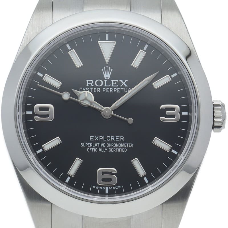 ROLEX Explorer 1 Watch (Early Model) 214270(G) Stainless Steel mensWatch bla...