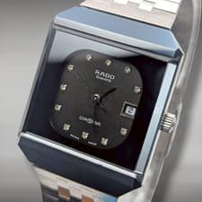 Rado Men Wristwatch Diamond Star Black Square Silver Quartz Work 132661