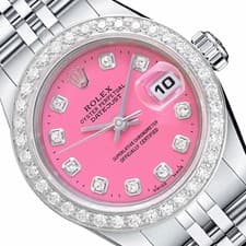 26mm Rolex Datejust 18K Gold Natural Diamond Bezel Hot Pink Dial Woman's Watch