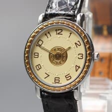 [Near MINT] Vintage HERMES SE4.220 24mm Ivory Dial Qz Women's Watch From JAPAN