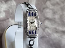 Bulova 1930 lady's vintage manual wind cocktail watch 6AF Art Deco Sapphires