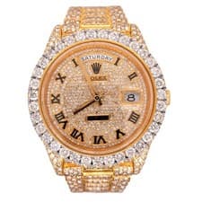 Rolex Day-Date 40mm 18k Yellow Gold Iced Out 25ct Genuine Diamonds