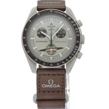 OMEGA × Swatch "Mission to Saturn" SO33T100 Bioceramic Beige x Brown Boxed Card