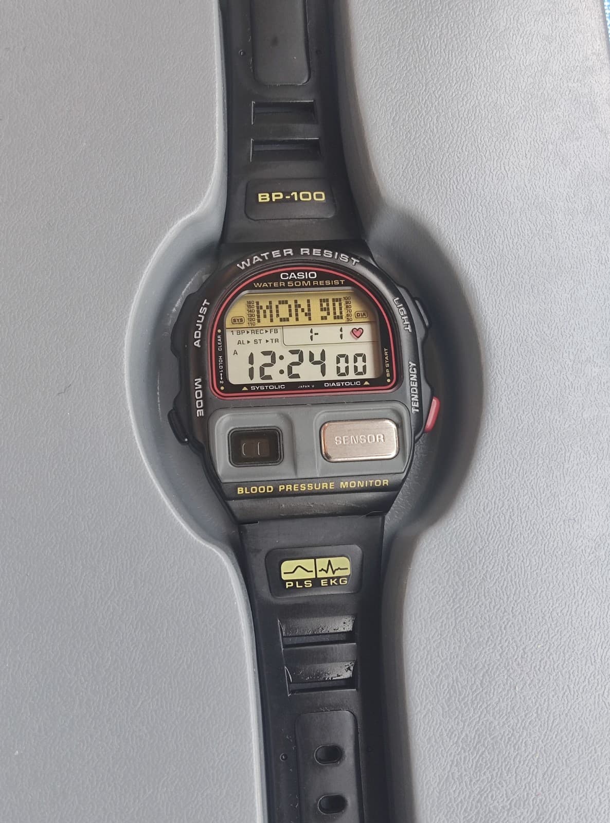 Vintage Lcd Digital Watch Casio BP-100 With Box Nos