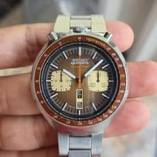 Rare Seiko Bullhead Chronograph Automatic 6138-0040 Brown Dial 1977s Watch Men