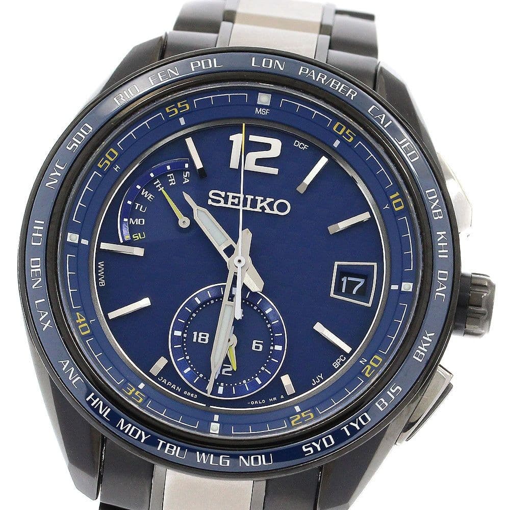 Seiko Flight Expert Watch Solar Radio Mens 43mm Ref SAGA265 wrist 19cm