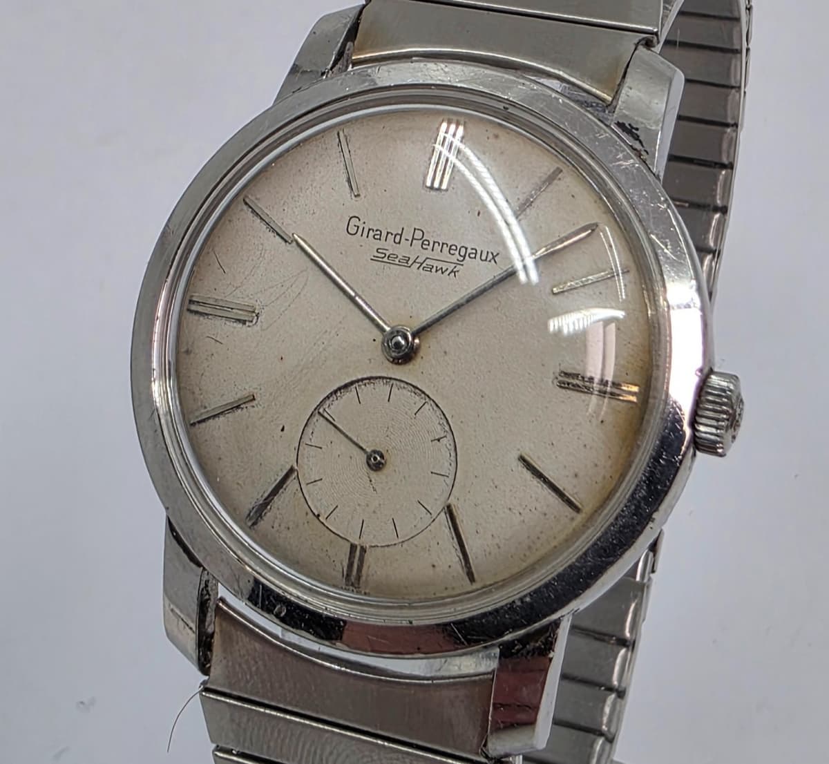 Vintage Girard-Perregaux Seahawk Manual Steel Mens Watch 17j 34mm Mens Watch
