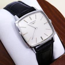 Longines Vintage Square Manual Mechanical Watch Leather Black Used Authentic