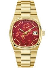 *BRAND NEW* BulovaSuper Seville Red Dial Gold-tone Stainless Unisex Watch 97B242