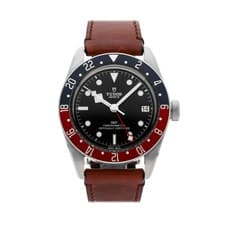 Tudor Black Bay GMT Steel Auto 41mm Blue Red Aluminum Bezel Watch Strap 79830RB