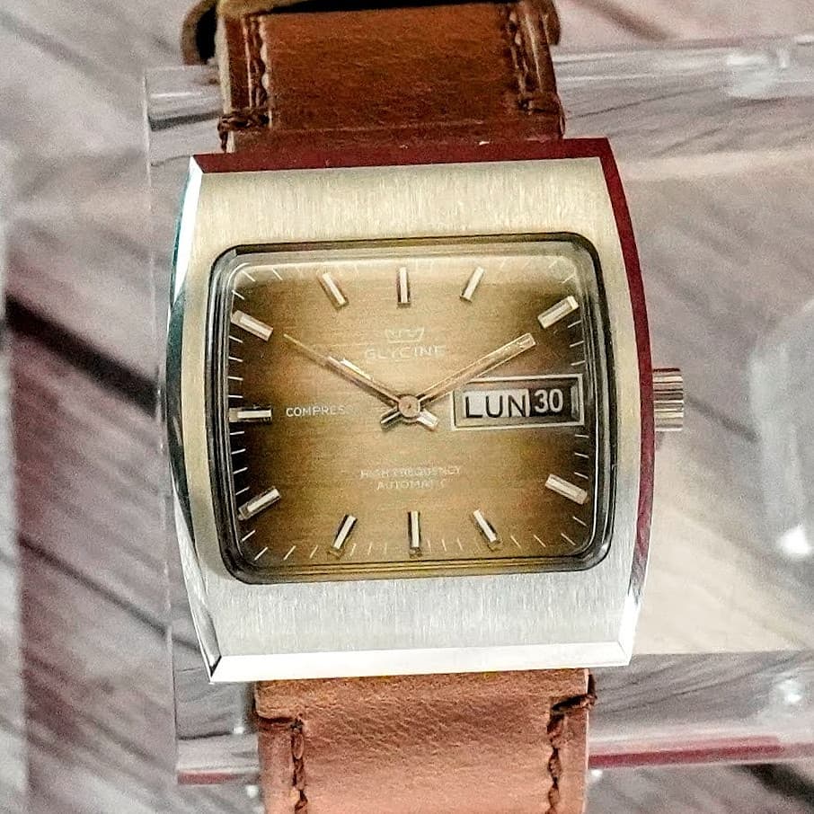 1970s NOS Glycine Compressor High Frequency Auto Watch 344.171 Day/Date 35mm