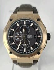 CITIZEN ECO DRIVE CHRONOGRAPH MEN'S WATER RESISTANT 200M STAINLESS STEEL LEATHER