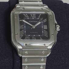 Cartier Santos De Cartier MEDIUM 35.1 mm WSSA0063 4075 Steel Roman Blue Dial B&P
