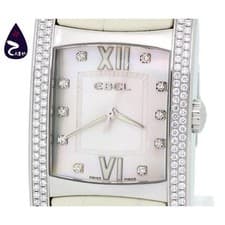 EBEL BRASILIA 9255M4S Quartz Diamond Silver Shell Dial White Leather Men's