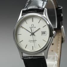 [EXC+5] Vintage OMEGA Seamaster Cal.1430 Silver Date 33mm Men's Qz Watch JP #38